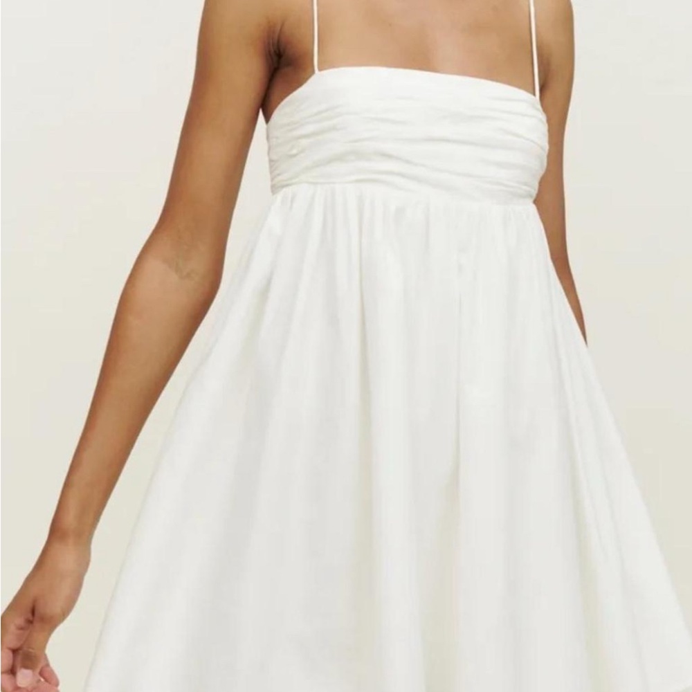 Reformation Catarina White Spaghetti Strap Mini Sundress